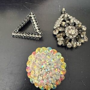 Set of Three Rhinestone Brooches